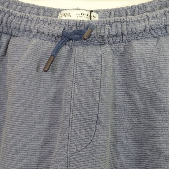 Zara Blue Elastic Waist Cotton Shorts Gils Size 13-14 Yrs 164 Drawstring Pockets - Picture 5 of 16